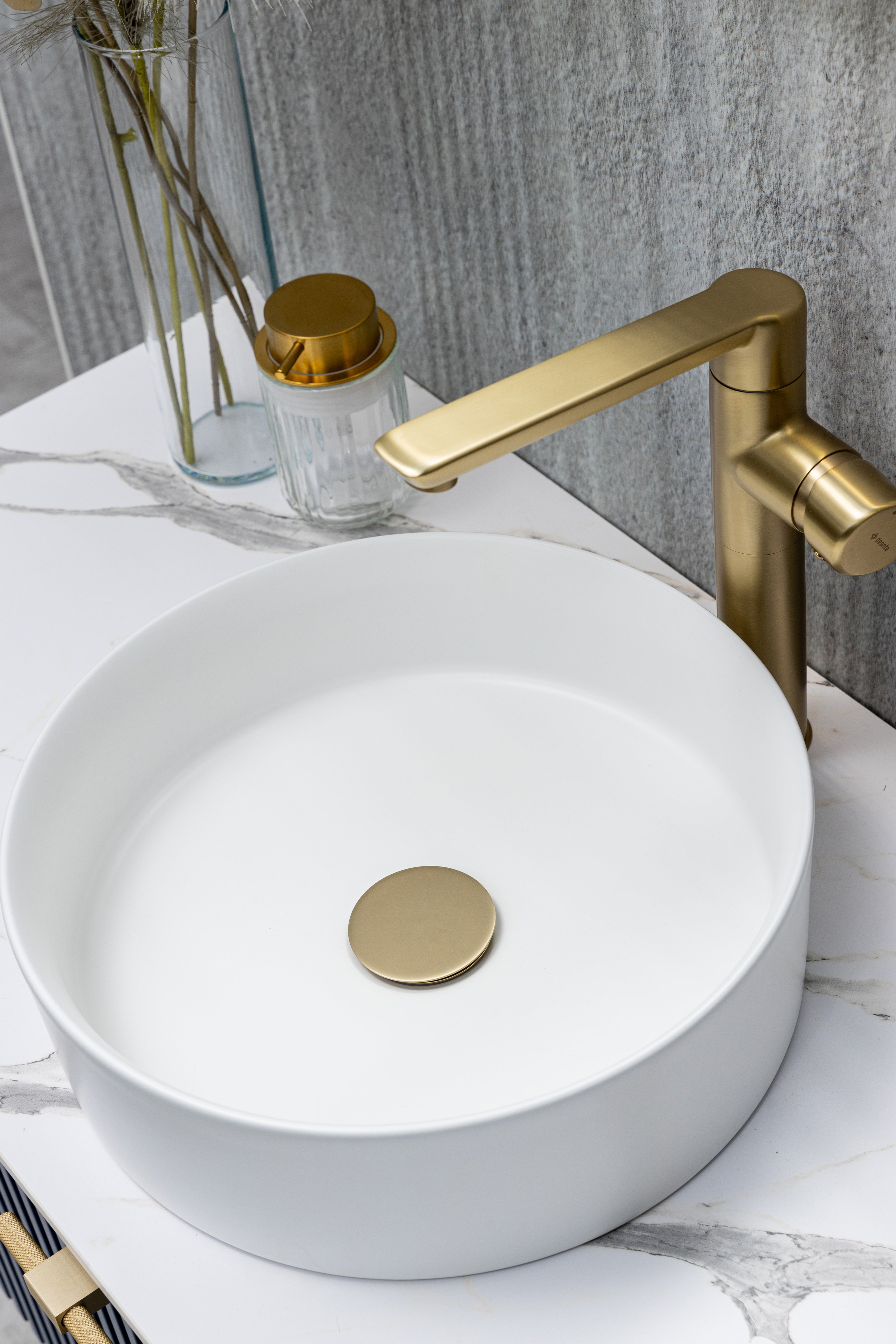 Keraminis apvalus praustuvas Oasis, 35x35x11 cm, matinė balta