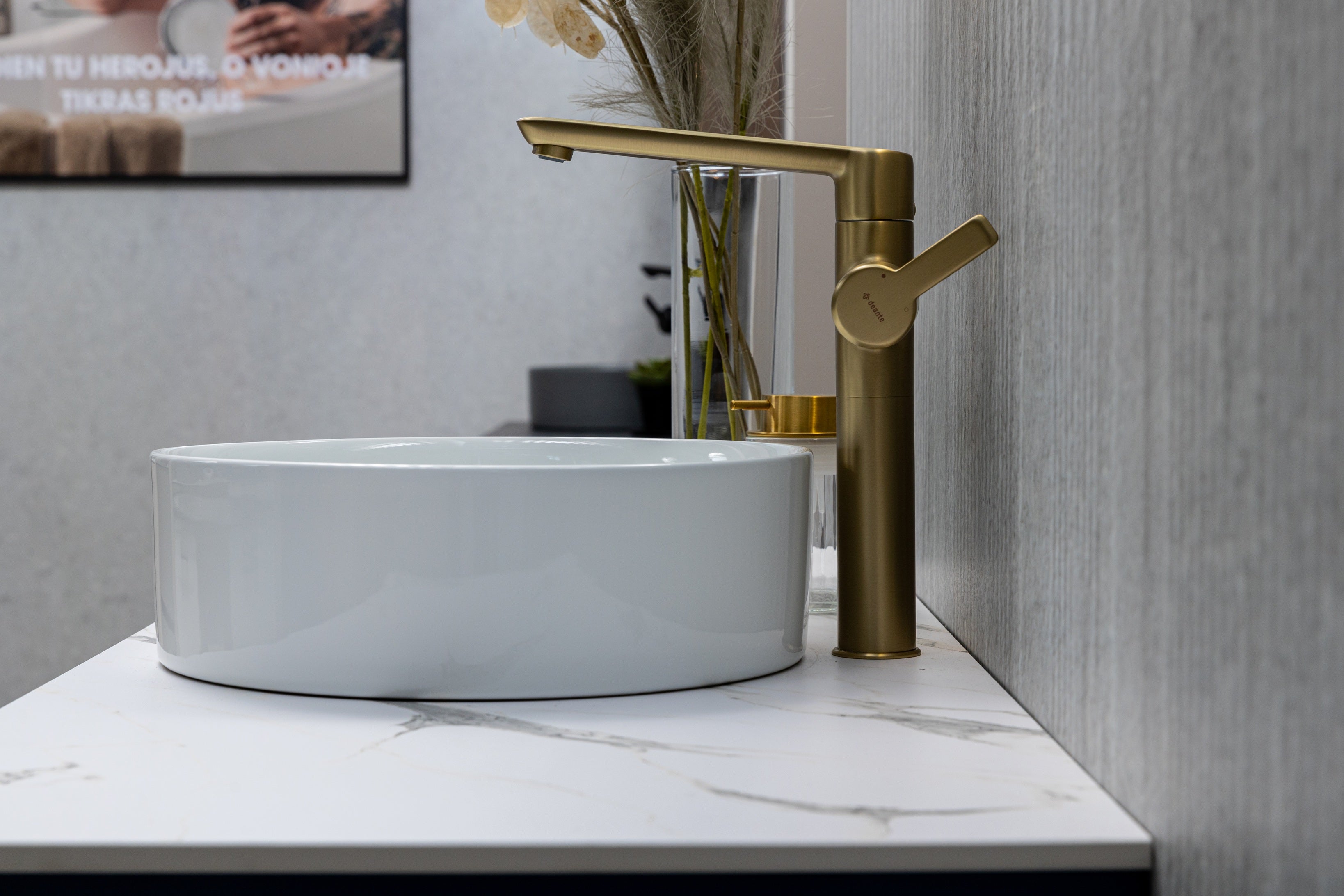 Keraminis apvalus praustuvas Oasis, 35x35x11 cm, blizgi balta