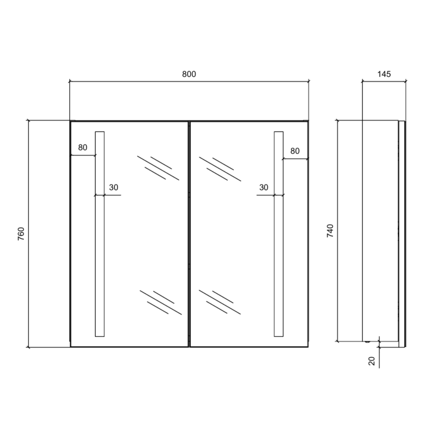 Veidrodinė spintelė 80 cm | Coffee Urban Oak 1818