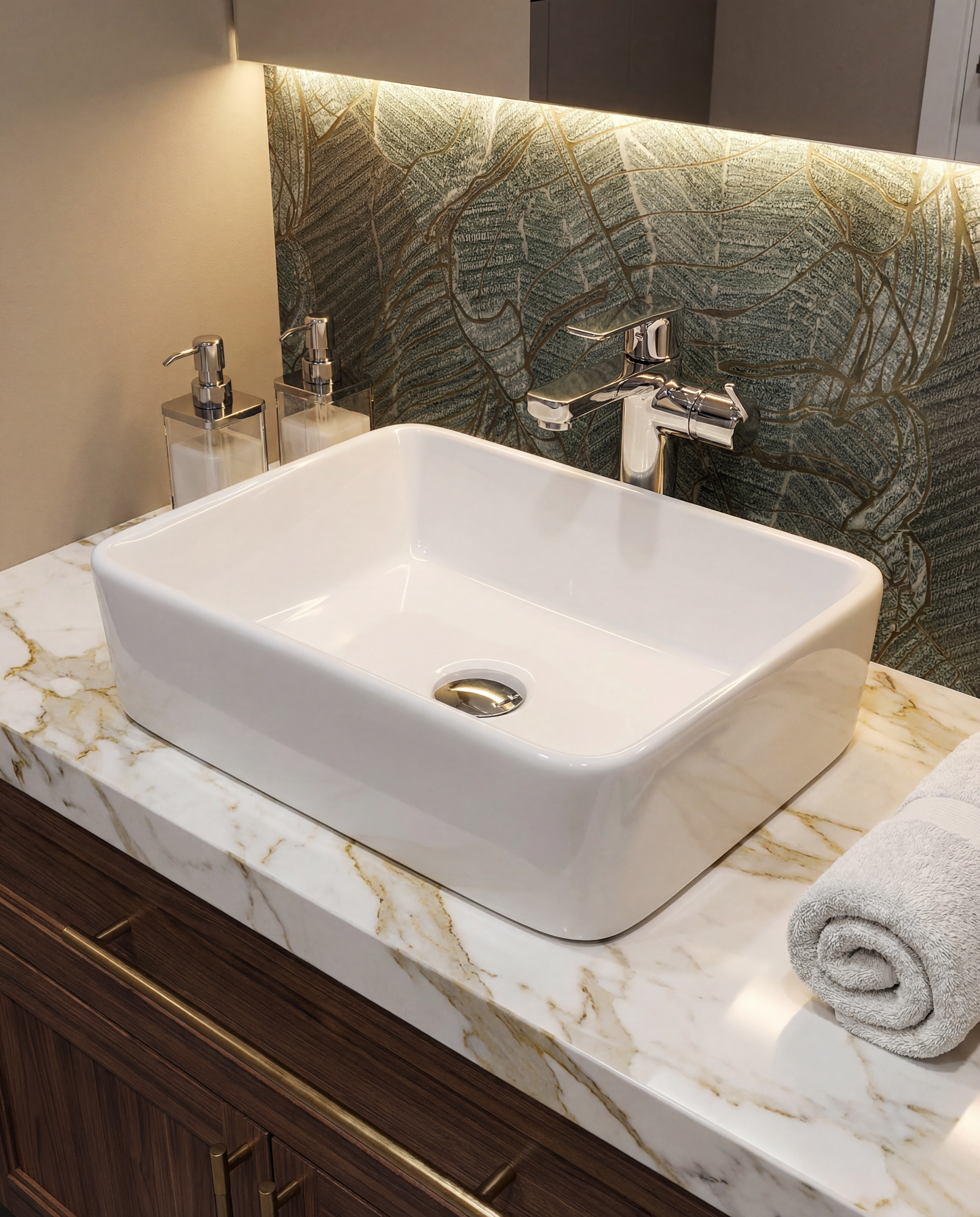 Keraminis praustuvas Contour, 48x37x13 cm, blizgi balta