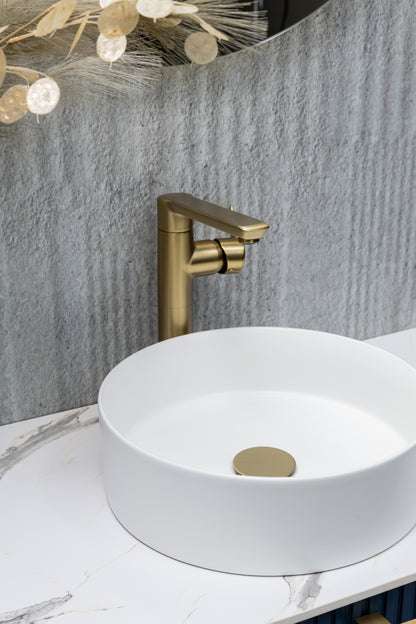 Keraminis apvalus praustuvas Oasis, 35x35x11 cm, matinė balta