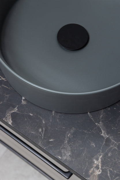 Keraminis apvalus praustuvas Oasis, 35x35x11 cm, matinė tamsiai pilka