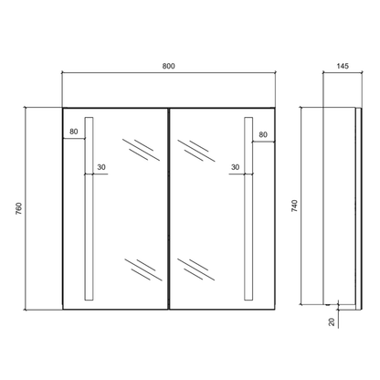 Veidrodinė spintelė 80 cm | Coffee Urban Oak 1818