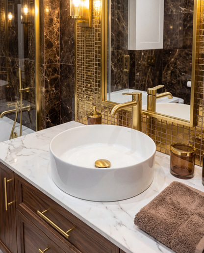 Keraminis apvalus praustuvas Oasis, 35x35x11 cm, blizgi balta