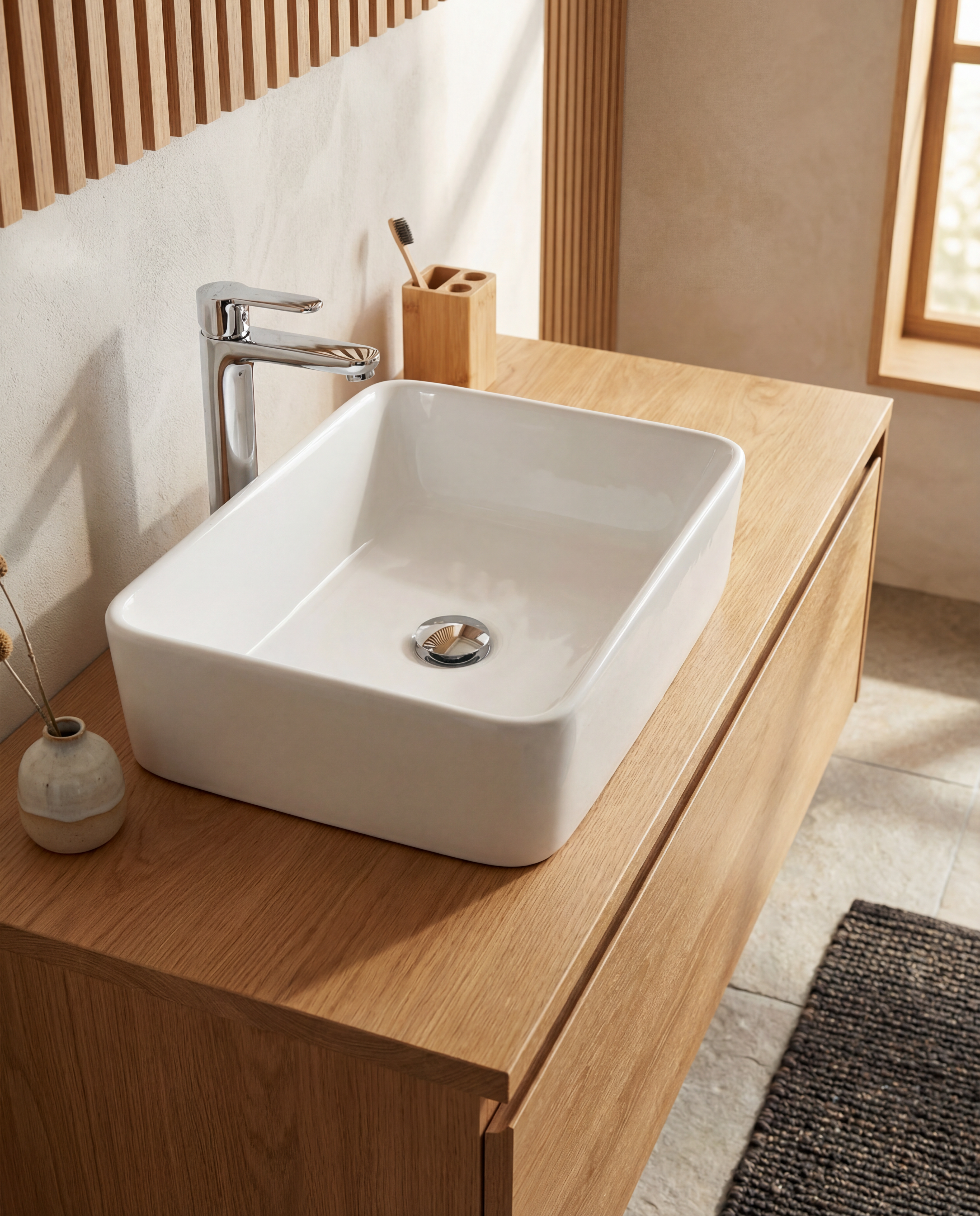 Keraminis praustuvas Contour, 48x37x13 cm, matinė balta