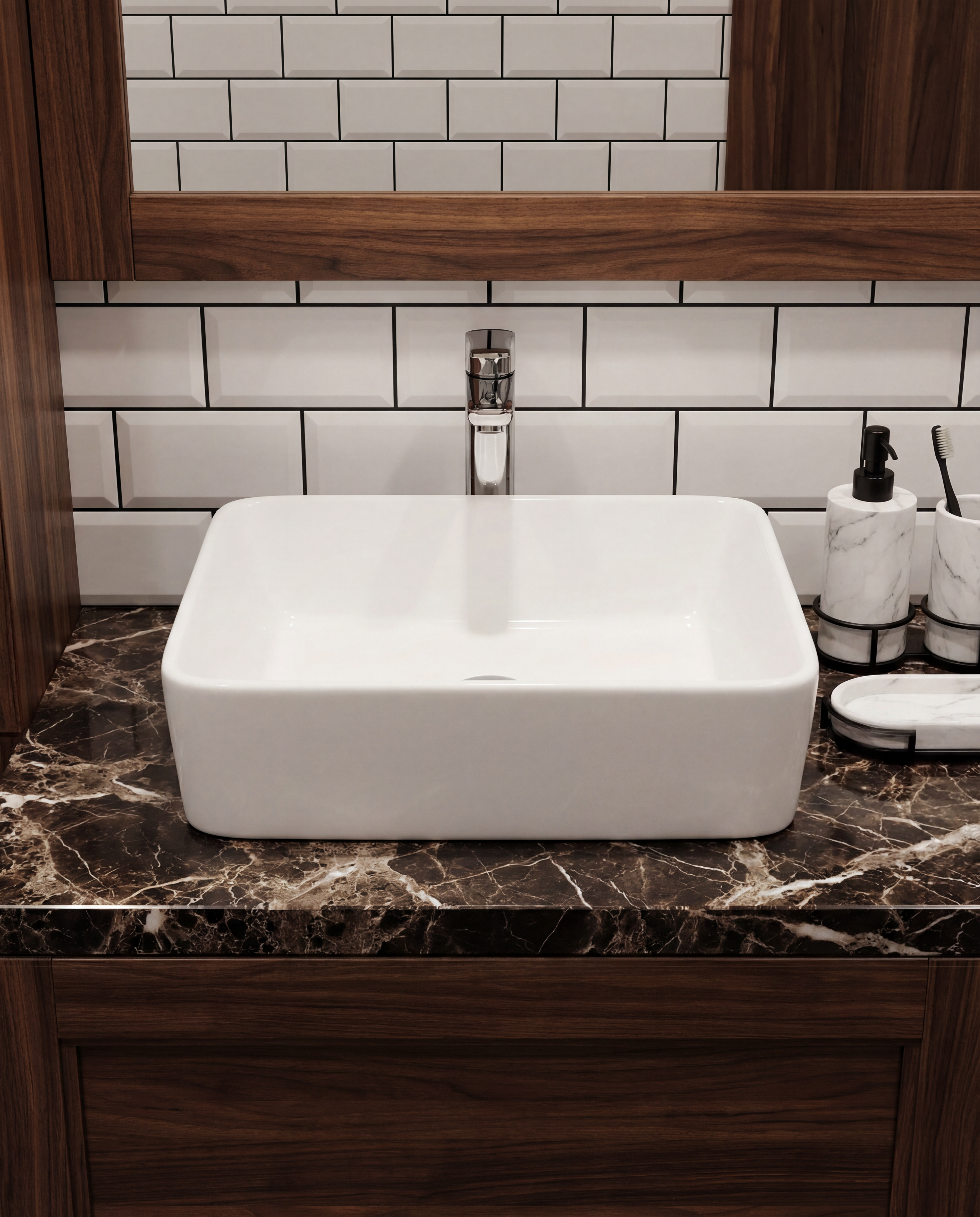 Keraminis praustuvas Contour, 48x37x13 cm, blizgi balta